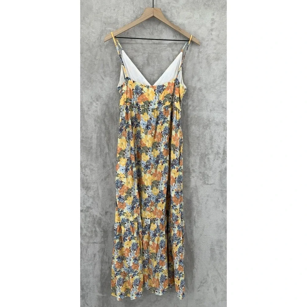 Abercrombie & Fitch Dress Large Petite Orange Blue‎ Floral Cut Out Maxi Vacation